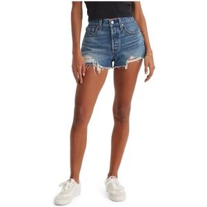 27 Wild Fable High Rise Distressed Denim Shorts Frayed Hem Cutoff Size 8